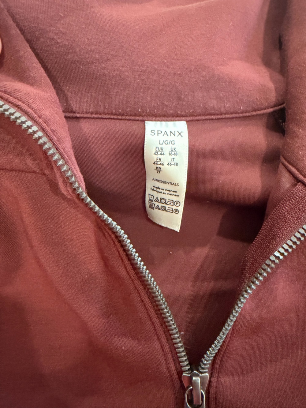 SPANX Wine Front-Zip Pullover